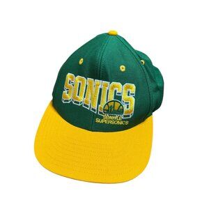 Seattle Supersonics Snapback Hat by Adidas | M13 | Hardwood Classics Green & Yel